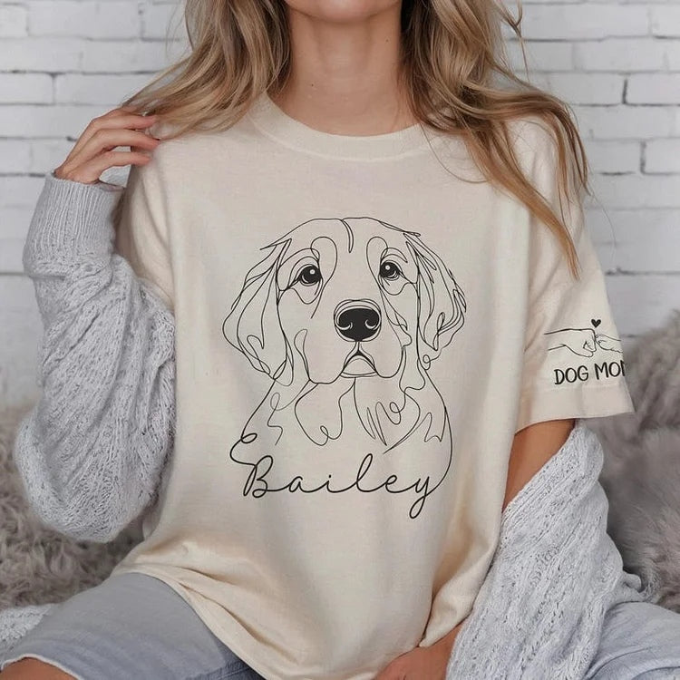 Personalized Embroidered Pet Face and Name Sweatshirt Dog Portrait Pet Lover Gift