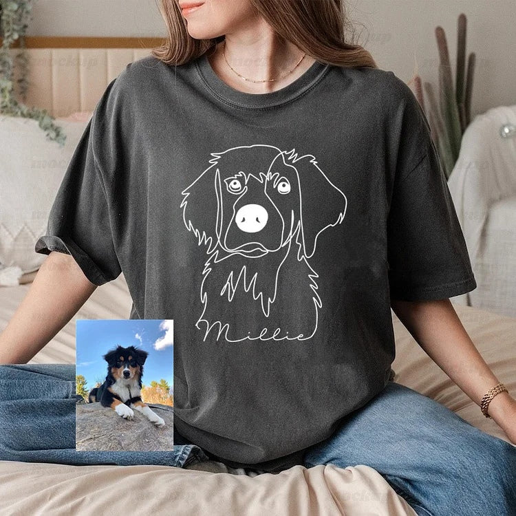 Personalized Embroidered Pet Face and Name Sweatshirt Dog Portrait Pet Lover Gift