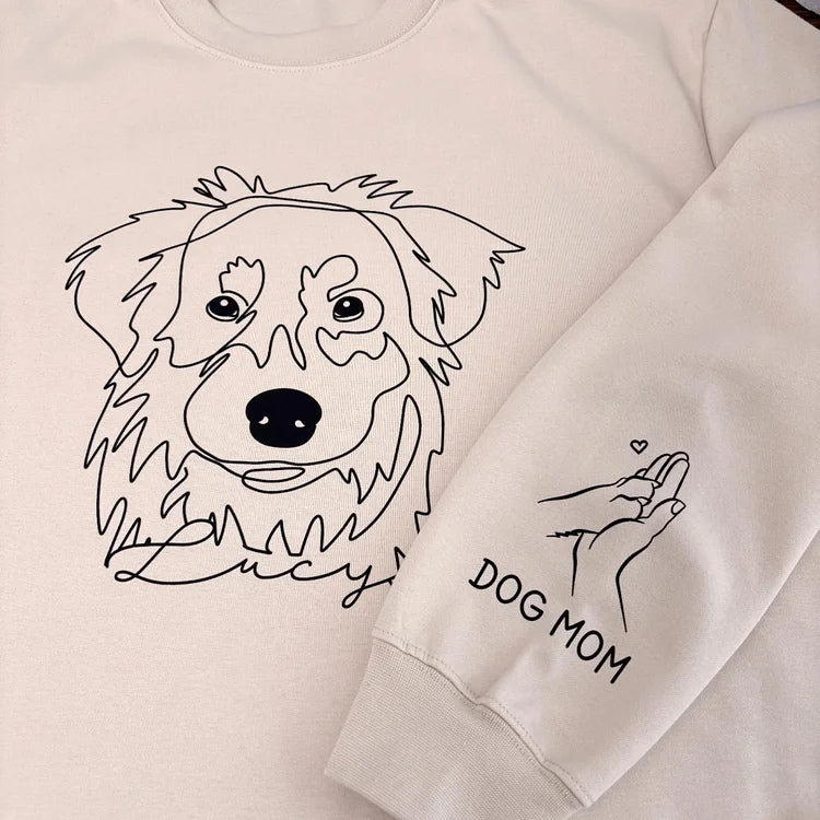 Personalized Embroidered Pet Face and Name Sweatshirt Dog Portrait Pet Lover Gift