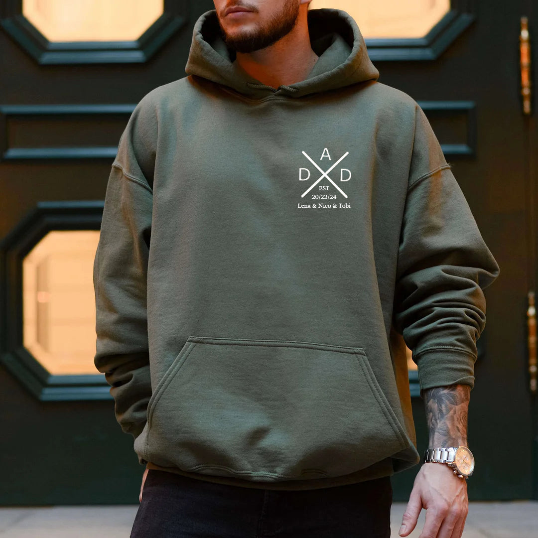 Personalized Dad Hoodie with Kids Names and Est Year Father's Day Gift