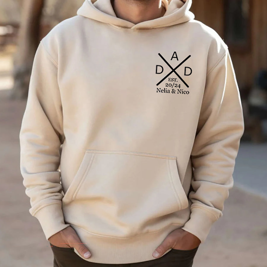 Personalized Dad Hoodie with Kids Names and Est Year Father's Day Gift