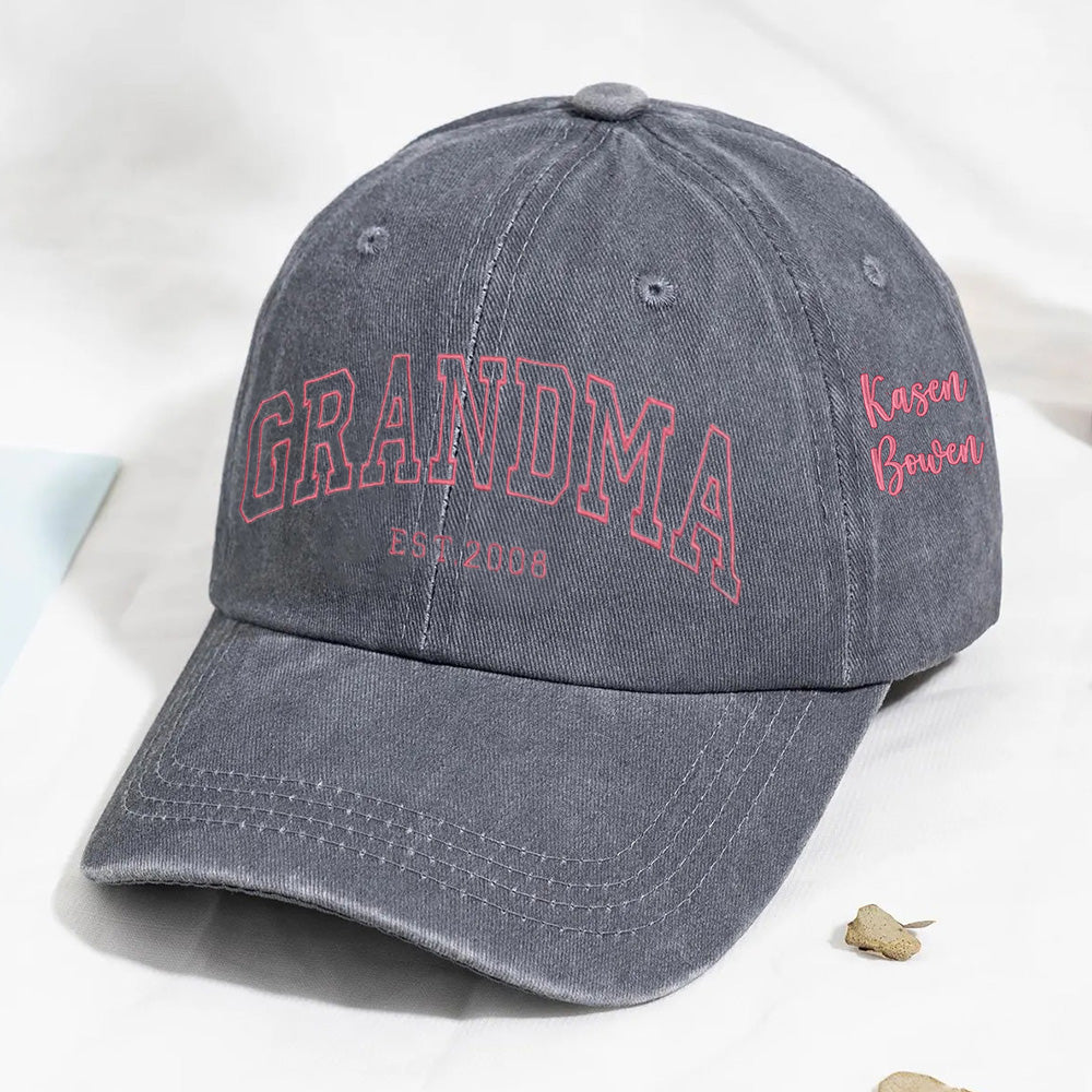 Personalized Embroidered Grandma Baseball Cap Custom Mom Hat Mother’s Day Gift Ideas