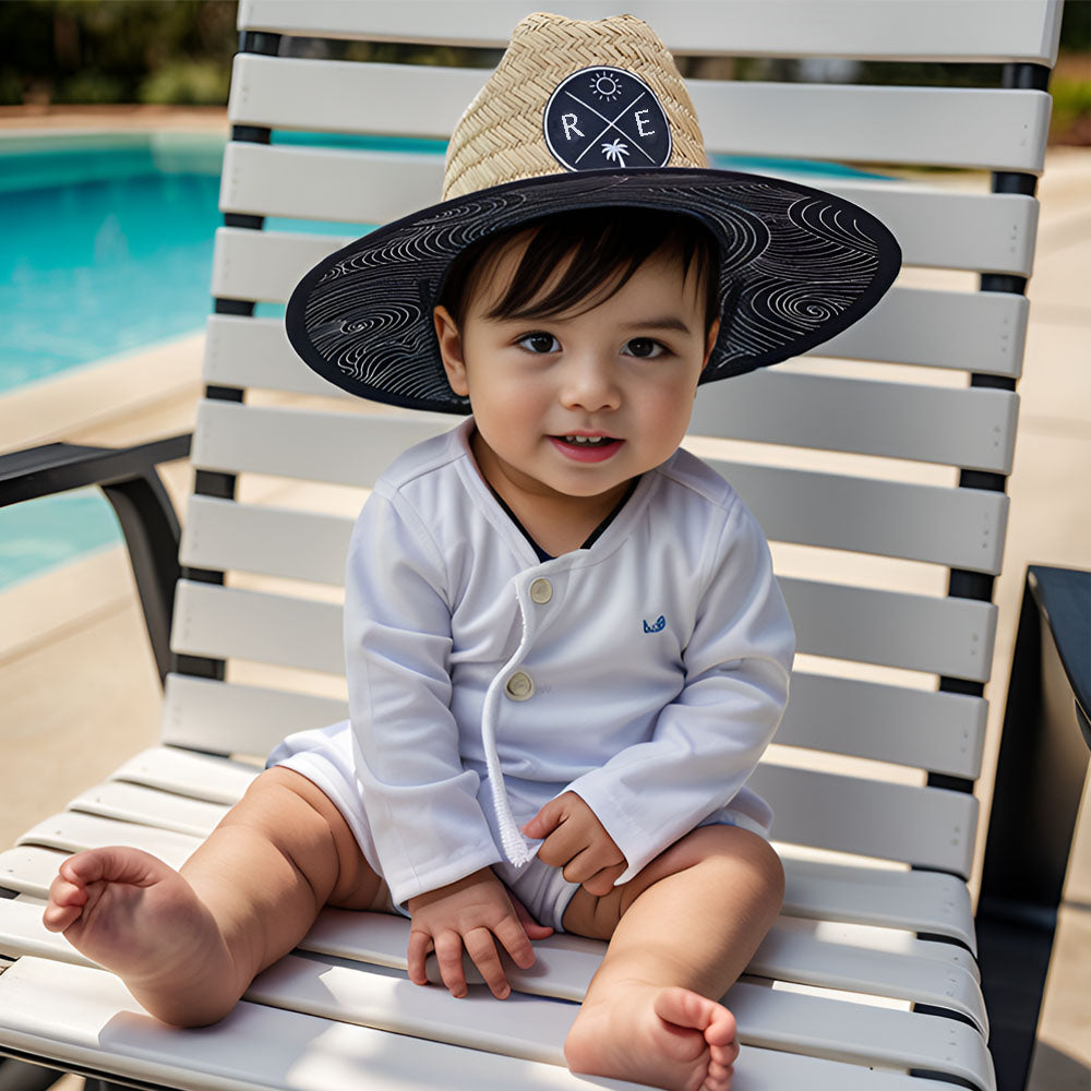 Personalized Kids Straw Hat with Name and Symbols Leather Patch Sun Hats for Baby Toddler Women Men