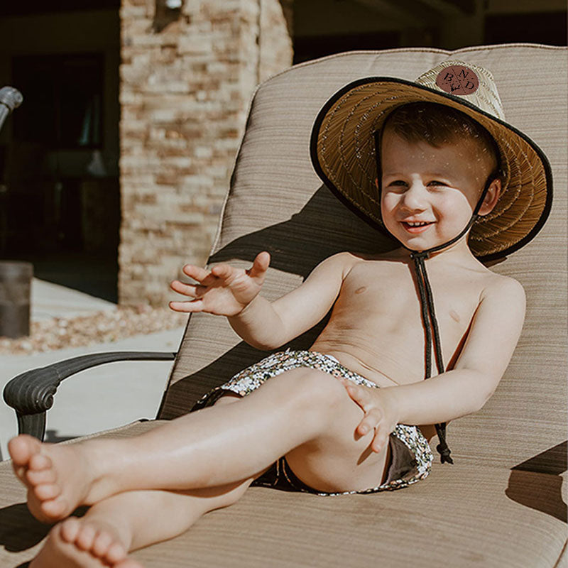 Personalized Kids Straw Hat with Name and Symbols Leather Patch Sun Hats for Baby Toddler Women Men
