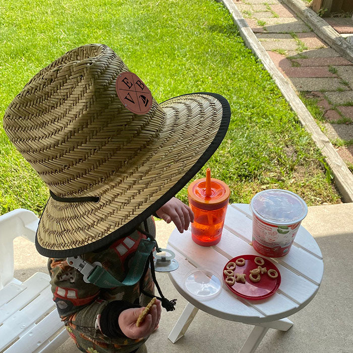 Personalized Kids Straw Hat with Name and Symbols Leather Patch Sun Hats for Baby Toddler Women Men