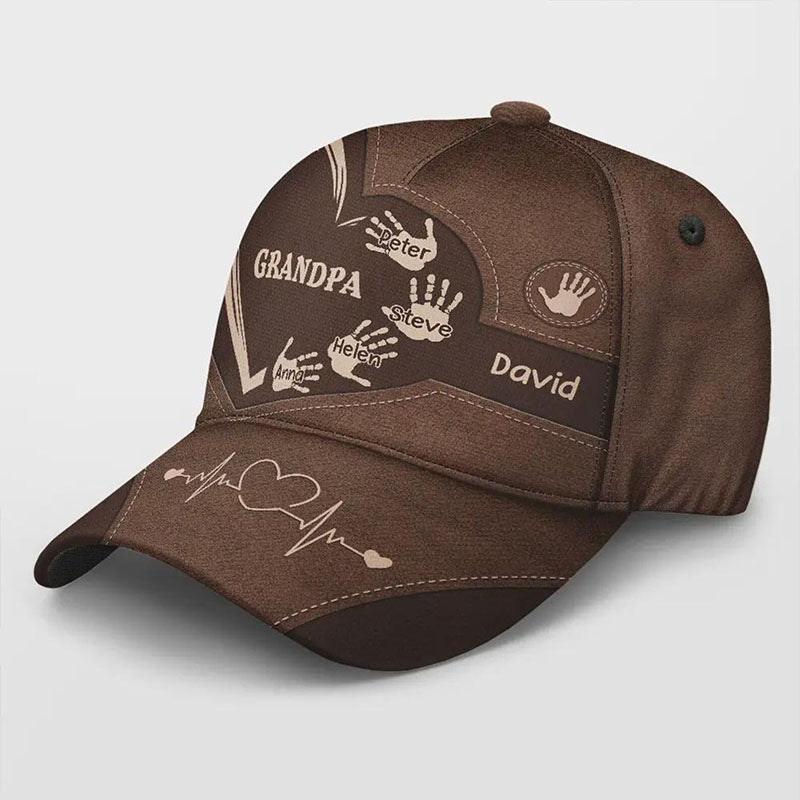 Personalized Grandpa Dad Kids Handprints Classic Cap Father's Day Gift Ideas