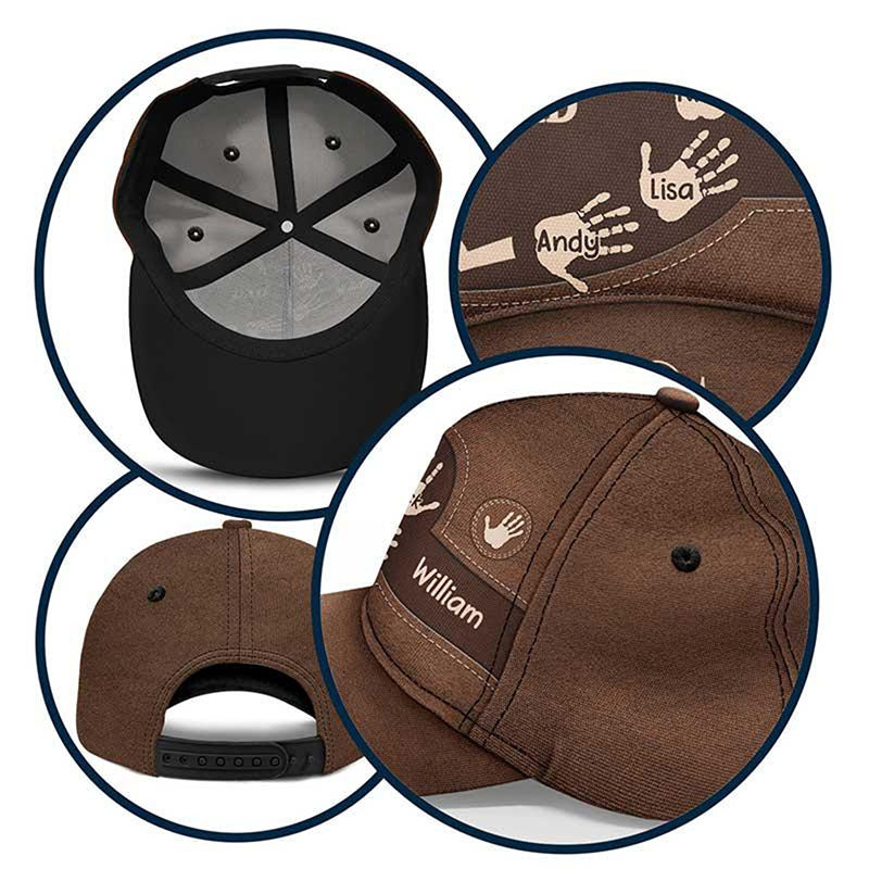 Personalized Grandpa Dad Kids Handprints Classic Cap Father's Day Gift Ideas