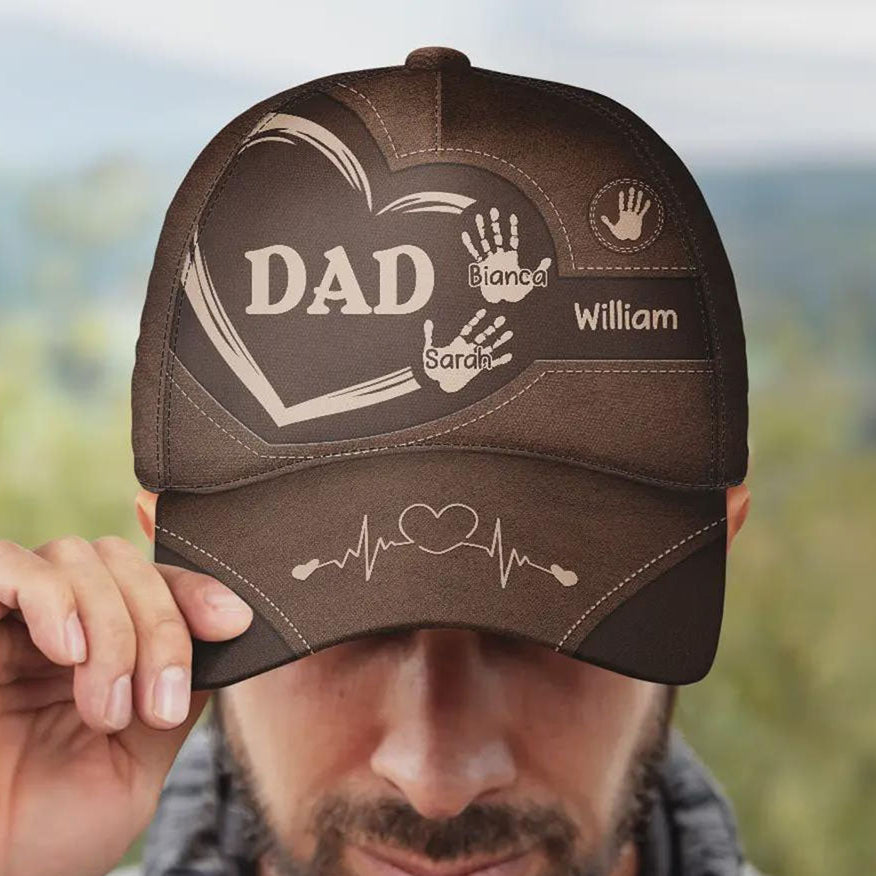 Personalized Grandpa Dad Kids Handprints Classic Cap Father's Day Gift Ideas