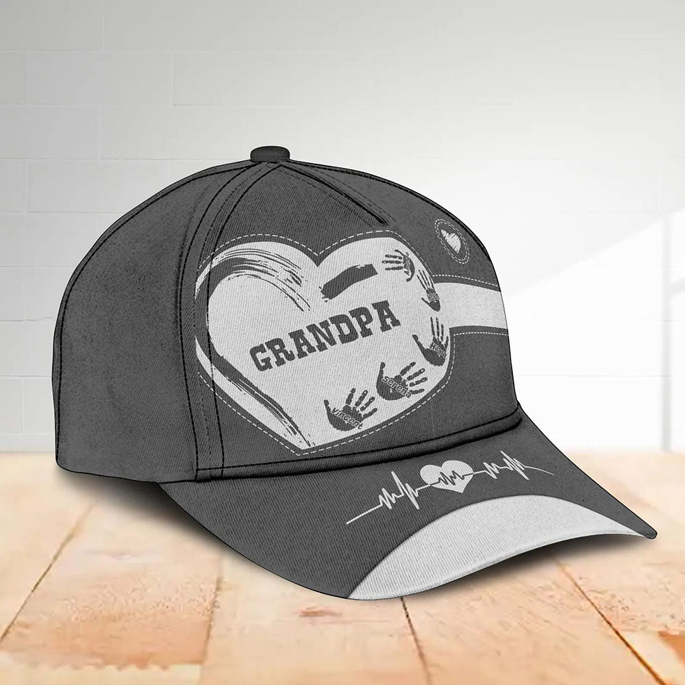 Personalized Grandpa Dad Kids Handprints Classic Cap Father's Day Gift Ideas