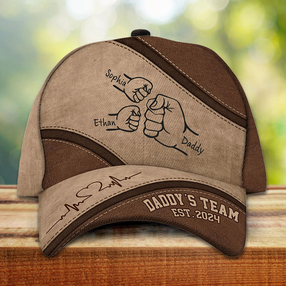 Personalized Fist Bump Daddy's Team Classic Cap Father's Day Gift for Grandpa Dad