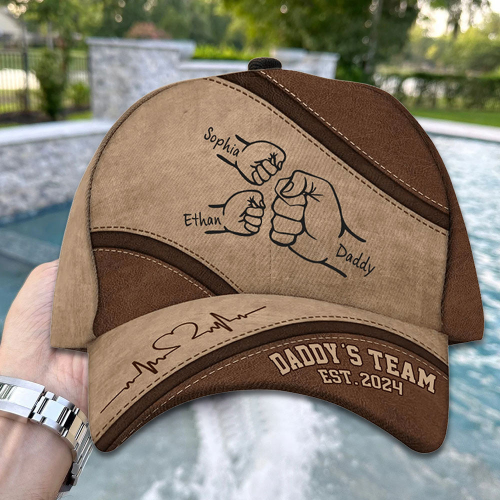 Personalized Fist Bump Daddy's Team Classic Cap Father's Day Gift for Grandpa Dad