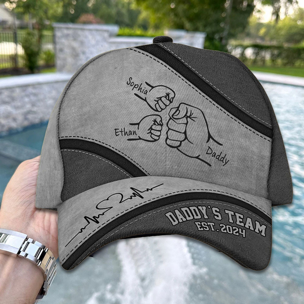 Personalized Fist Bump Daddy's Team Classic Cap Father's Day Gift for Grandpa Dad