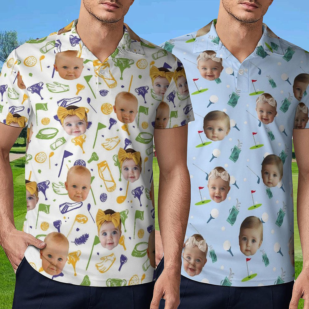 Personalized Face Polo Shirt Father's Day Gift For Dad Short Sleeve Golf Shirt Gift for Husband