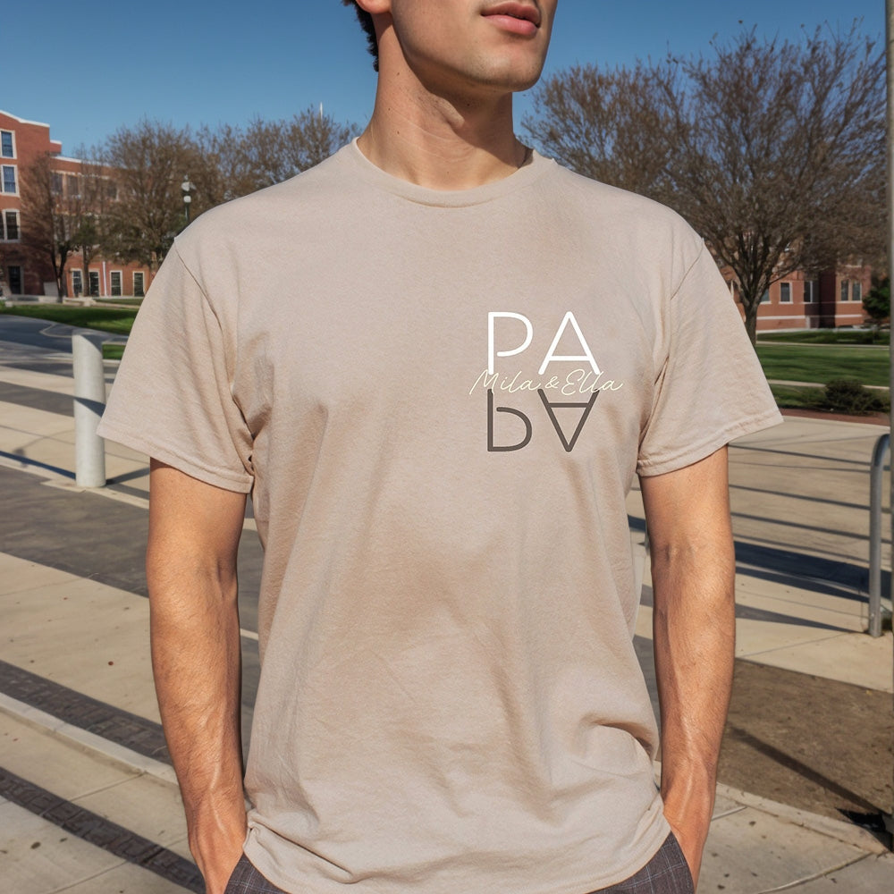 Personalized PAPA Dad Shirt with Kid's Names Father's Day Gift