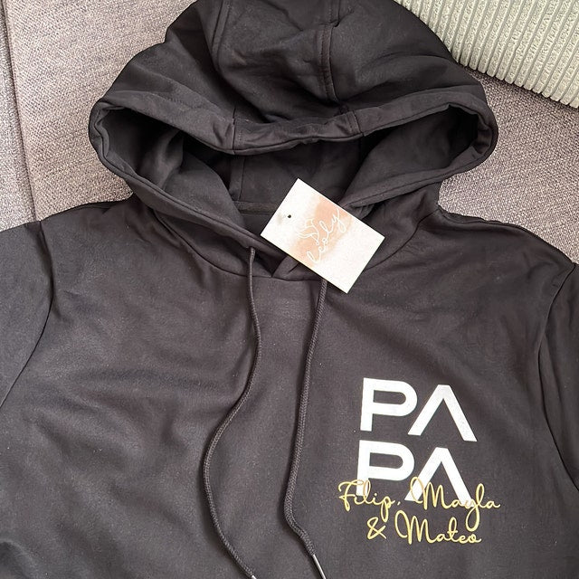 Personalized PAPA Hoodie Kid's Names Father's Day Gift New Dad Gift