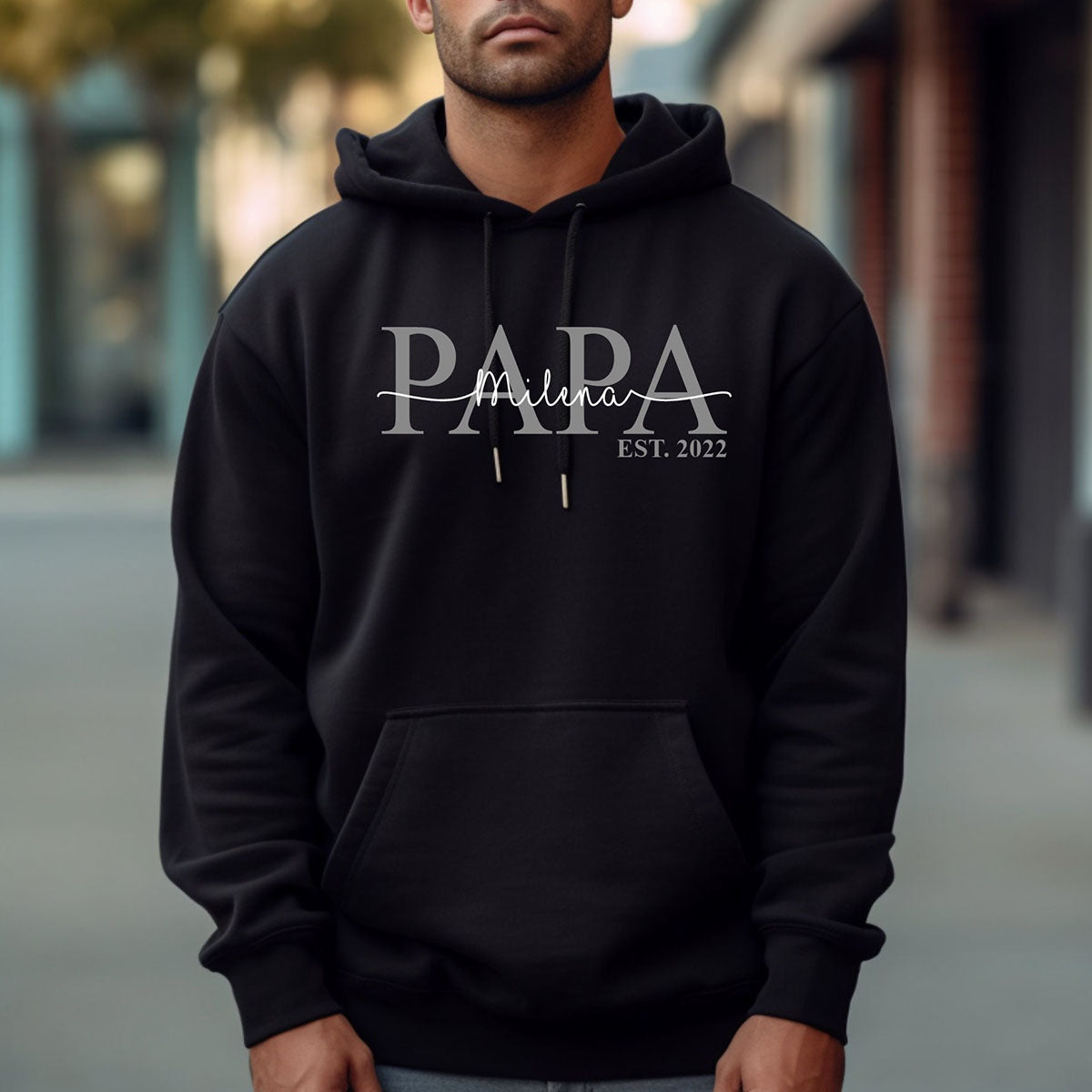 Personalized PAPA Est Sweatshirt Hoodie with Kid's Names Father's Day Gift For Dad
