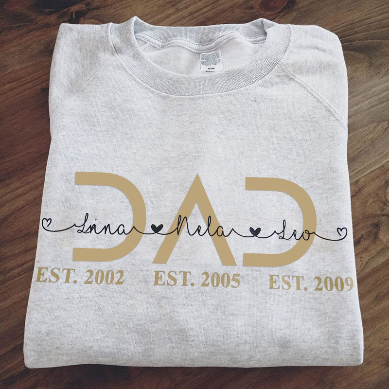 Personalized DAD Sweatshirt Hoodie with Est & Kid's Names Father's Day Gift For Dad