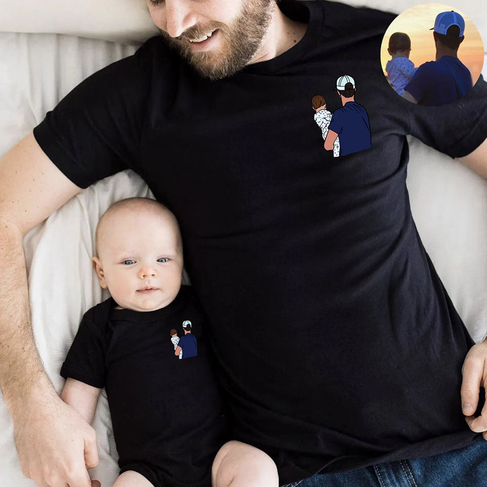 Personalized Dad and Me Matching Shirts with Picture Father Son Matching Shirts Fatherās Day Gift for Dad