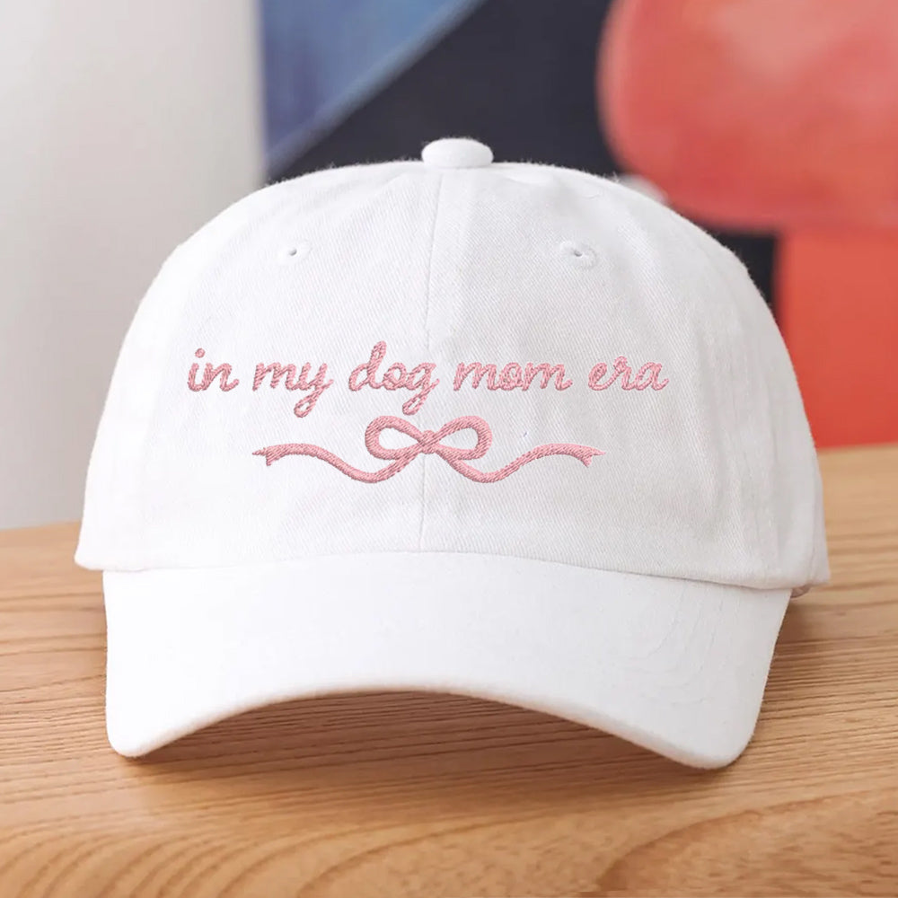 Personalized Embroidered In My Dog Mom Era Baseball Cap with Bow Custom Dog Mom Hat Mother’s Day Gift Ideas