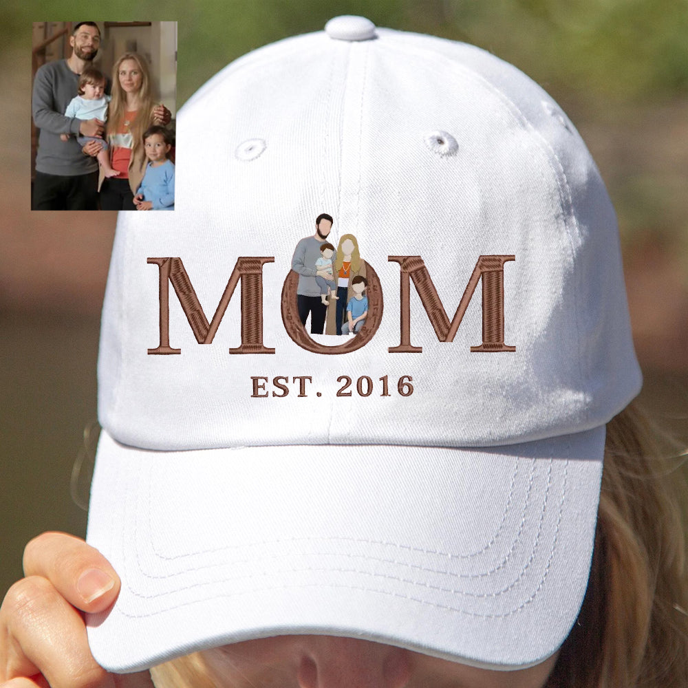 Embroidered Mom Portrait Baseball Cap With Photo Personalized Mom Hat Mother’s Day Gift Ideas