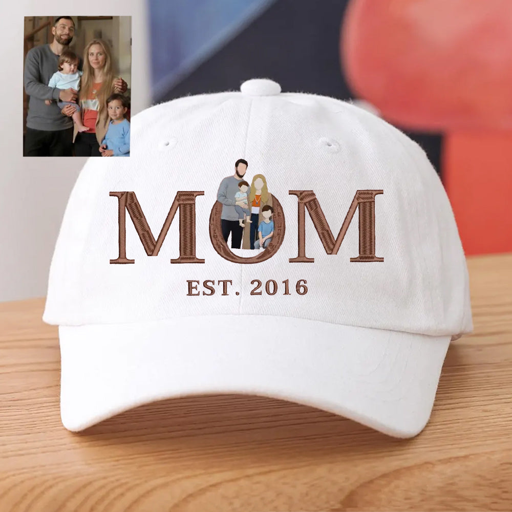 Embroidered Mom Portrait Baseball Cap With Photo Personalized Mom Hat Mother’s Day Gift Ideas