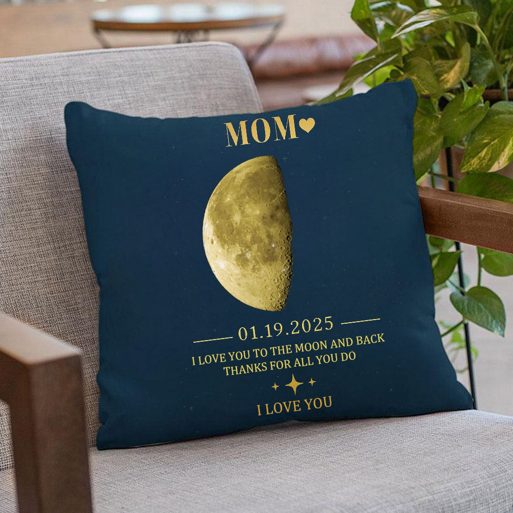 Personalized Mom Moon Phase by Date Throw Pillow Cover Mother's Day Gift for New Mom