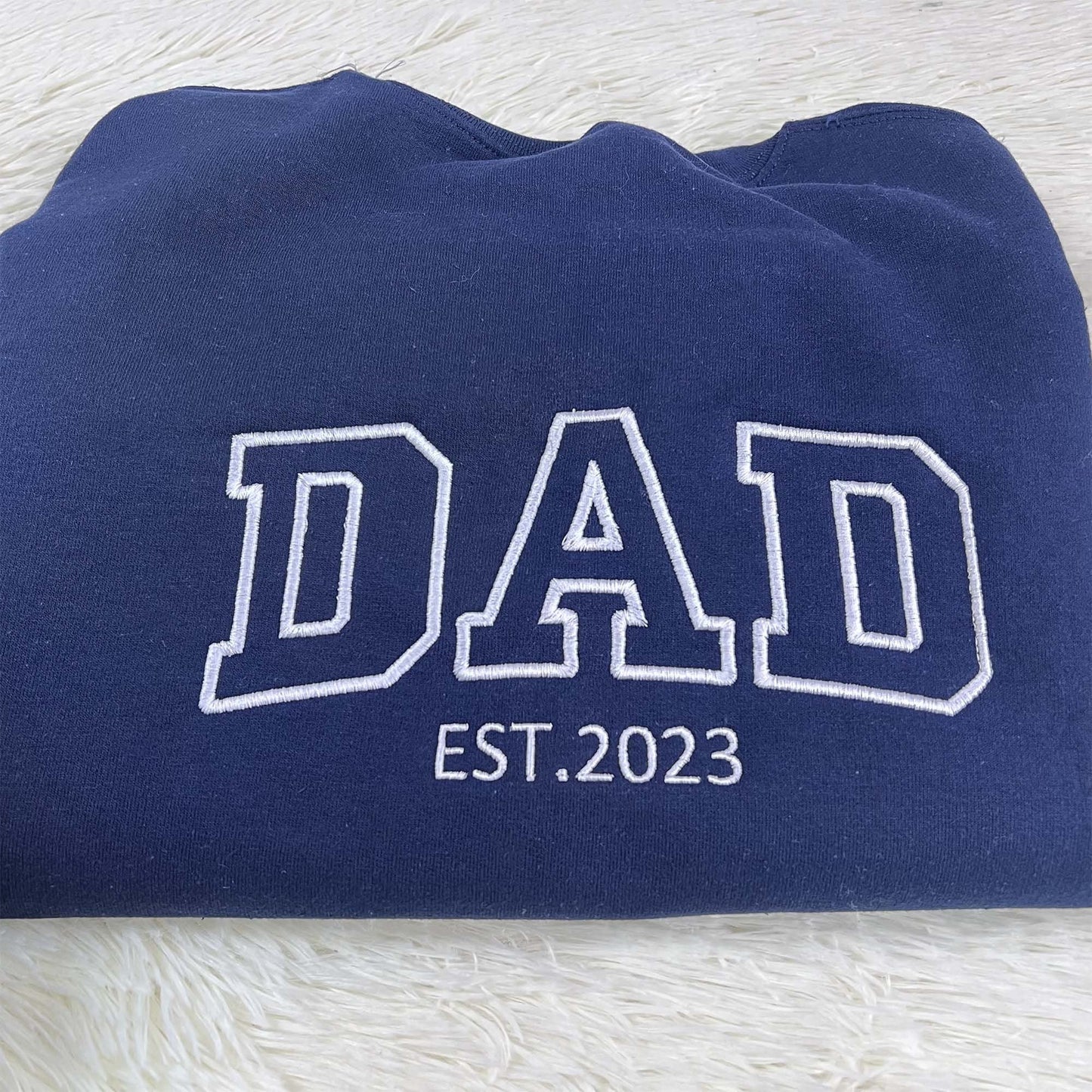Personalized Embroidered Dad Est Sweatshirt with Kids Name on Sleeve