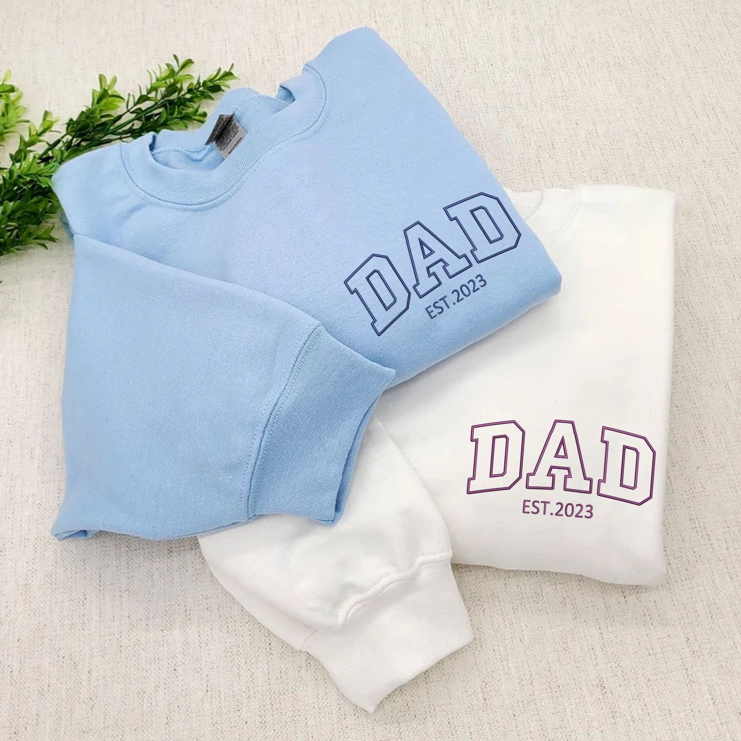 Personalized Embroidered Dad Est Sweatshirt with Kids Name on Sleeve