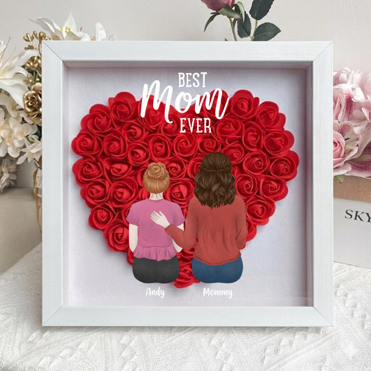 Personalized Mother And Her Kids Heart Shadow Box With Names Mother's Day Gift