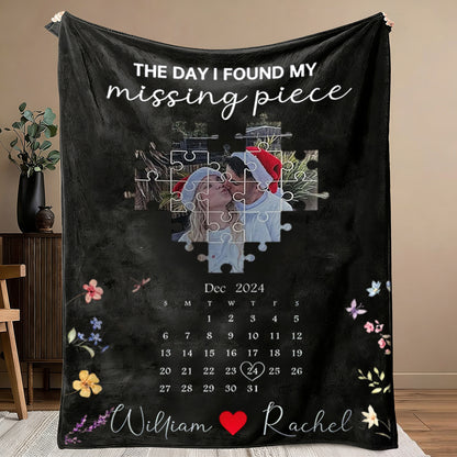 Personalized Valentine's Day Heart Puzzle Blanket - Custom Photo & Text Gift
