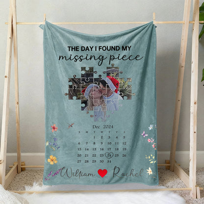Personalized Valentine's Day Heart Puzzle Blanket - Custom Photo & Text Gift