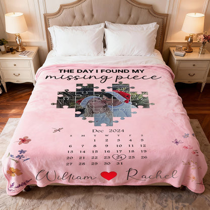 Personalized Valentine's Day Heart Puzzle Blanket - Custom Photo & Text Gift