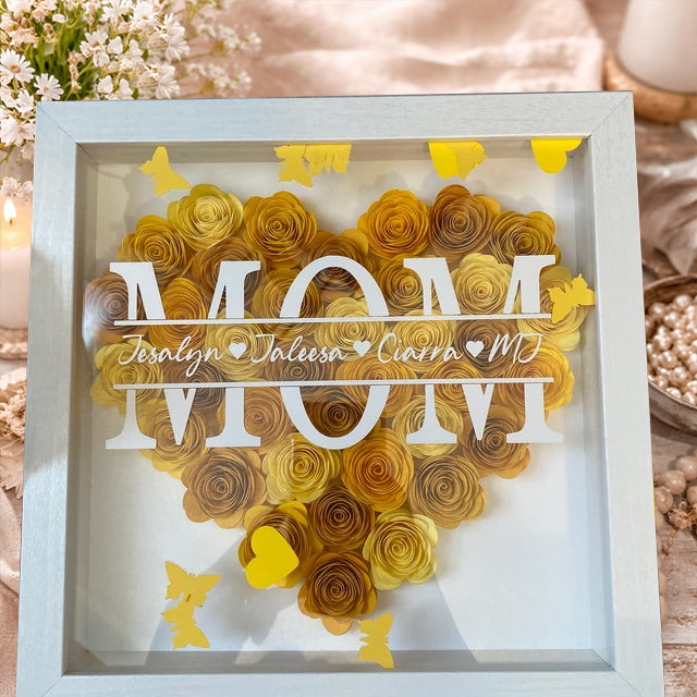 Personalized Mom Paper Flower Shadow Box – Unique Gift for Mom or Grandma, Perfect Mother’s Day Gift