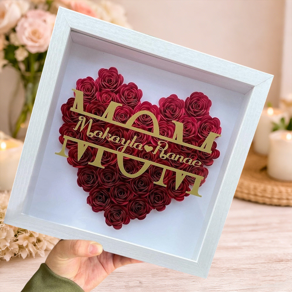 Personalized Mom Paper Flower Shadow Box – Unique Gift for Mom or Grandma, Perfect Mother’s Day Gift