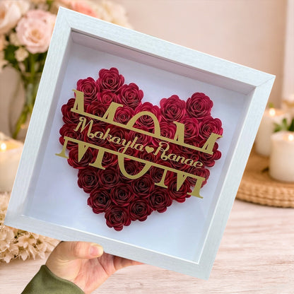 Personalized Mom Paper Flower Shadow Box – Unique Gift for Mom or Grandma, Perfect Mother’s Day Gift