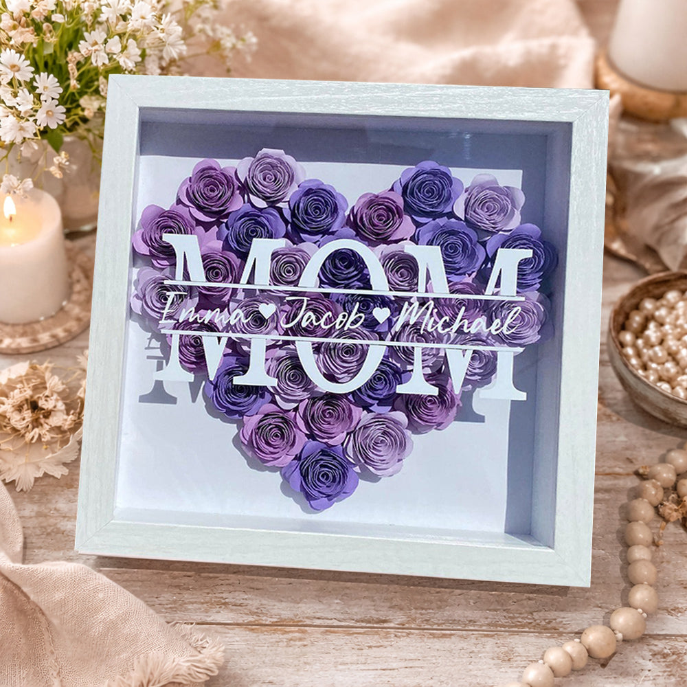 Personalized Mom Paper Flower Shadow Box – Unique Gift for Mom or Grandma, Perfect Mother’s Day Gift
