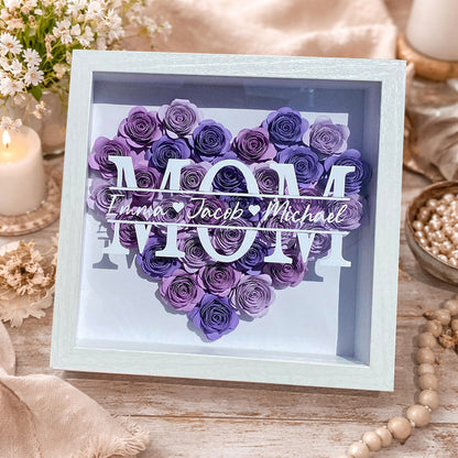 Personalized Mom Paper Flower Shadow Box – Unique Gift for Mom or Grandma, Perfect Mother’s Day Gift