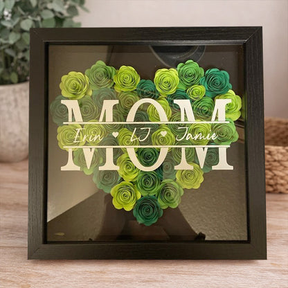 Personalized Mom Paper Flower Shadow Box – Unique Gift for Mom or Grandma, Perfect Mother’s Day Gift