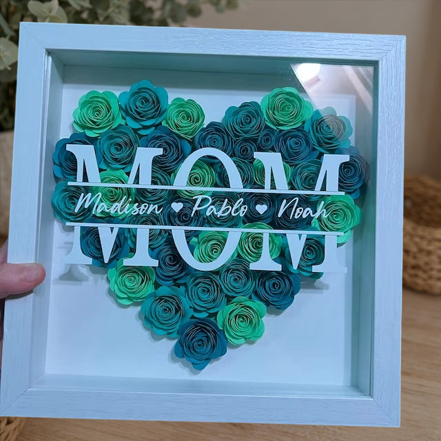 Personalized Mom Paper Flower Shadow Box – Unique Gift for Mom or Grandma, Perfect Mother’s Day Gift