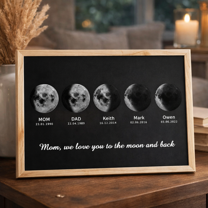 Personalized Moon Phase Wooden Frame Family Keepsake Gifts For Mom Grandma Unique Mother's Day Gift Ideas