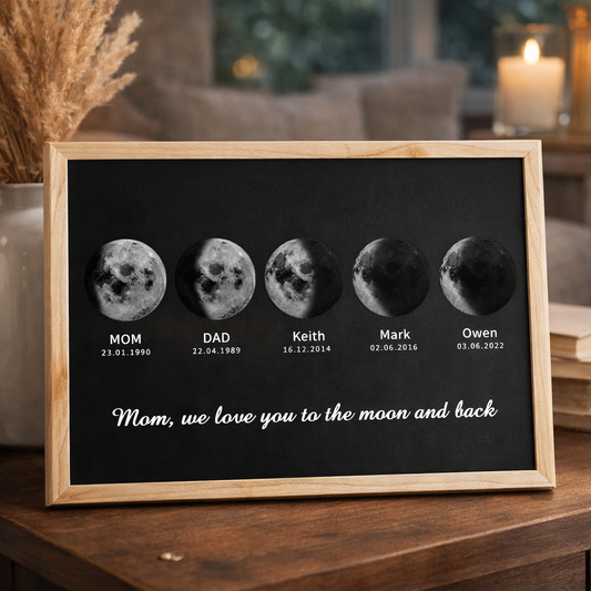 Personalized Moon Phase Wooden Frame Family Keepsake Gifts For Mom Grandma Unique Mother's Day Gift Ideas