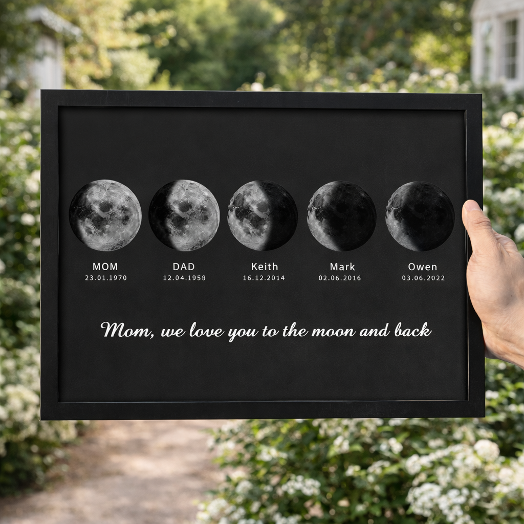 Personalized Moon Phase Wooden Frame Family Keepsake Gifts For Mom Grandma Unique Mother's Day Gift Ideas
