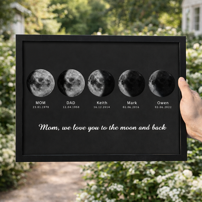 Personalized Moon Phase Wooden Frame Family Keepsake Gifts For Mom Grandma Unique Mother's Day Gift Ideas