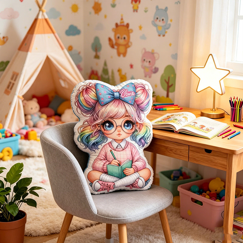 Personalized Cute Reading Horse Pillow with Custom Name, Cartoon Book Throw Cushion, Gift for Kids, Boys, Girls & Book Lovers (Copy)