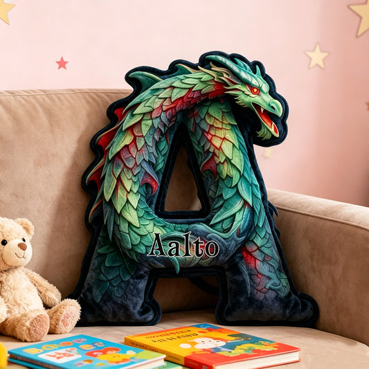 Personalized Dragon Alphabet Pillow with Custom Name, Letter Dragon Book Throw Cushion, Gift for Kids, Boys, Girls & Book Lovers