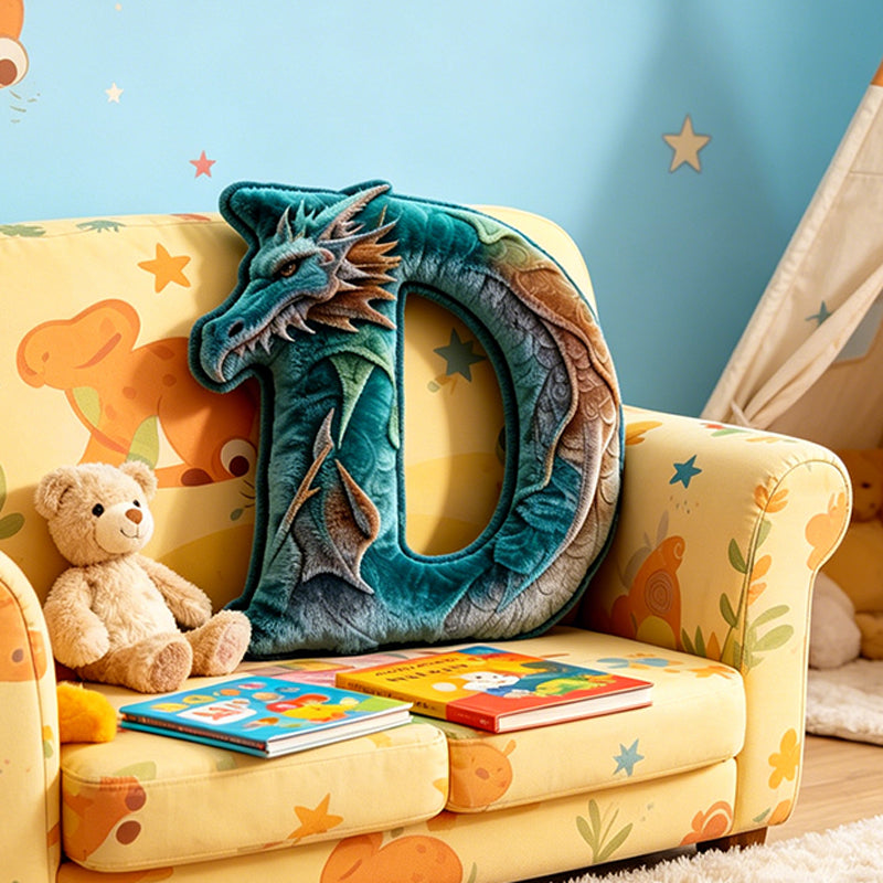 Personalized Dragon Alphabet Pillow with Custom Name, Letter Dragon Book Throw Cushion, Gift for Kids, Boys, Girls & Book Lovers