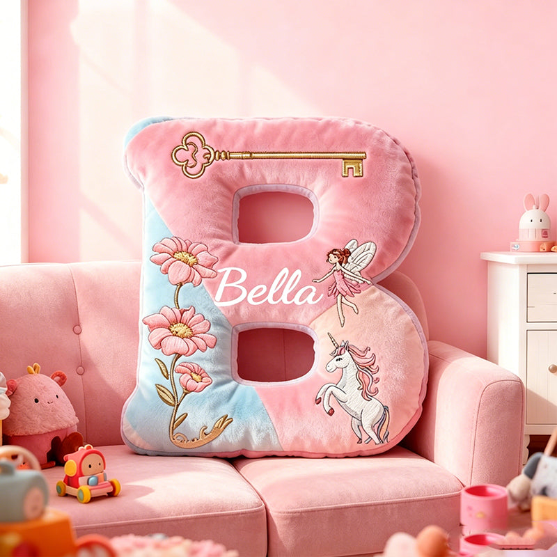 Personalized Children’s Storybook Alphabet Pillow with Custom Name, Flower Letter Throw Cushion, Gift for Kids, Boys, Girls & Book Lovers