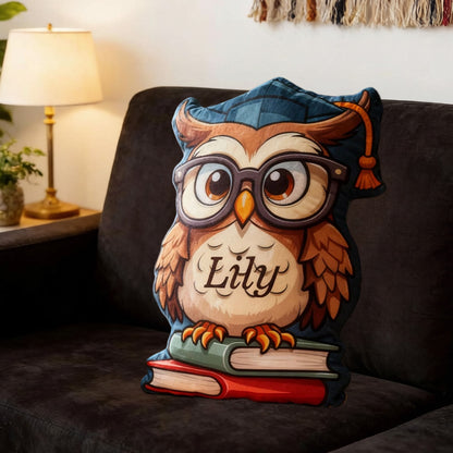 Personalized Wise Owl Reading Pillow with Custom Name, Book Lover Throw Cushion, Gift for Readers, Kids & Owl Lovers