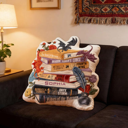 Personalized Gorgeous Dragon Book Pillow with Custom Name, Fantasy Dragon Throw Cushion, Gift for Kids, Book Lovers & Christmas