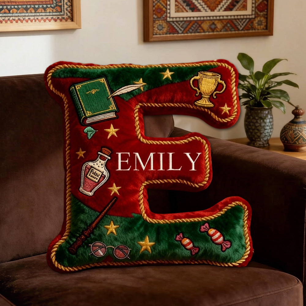 Personalized Christmas Book Alphabet Pillow with Custom Name, Festive Letter Throw Cushion, Gift for Kids, Book Lovers & Christmas Decor